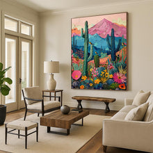Load image into Gallery viewer, “Colorful Desert Landscape” - Pink, Blue, and Green Nature Art on Canvas DKH1402
