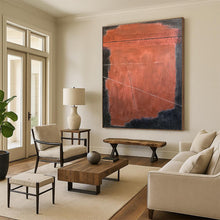 Load image into Gallery viewer, Oversized Red - Black Geometric Abstract Art for Industrial Loft &amp; Contemporary Hallway LargeART0457
