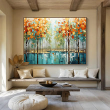 Load image into Gallery viewer, Autumn Forest Reflection Large - scale acrylic painting DLZ163
