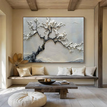 Load image into Gallery viewer, 3D Textured White Blossom Tree Abstract Painting on Canvas - “Zen Tree” DKH695
