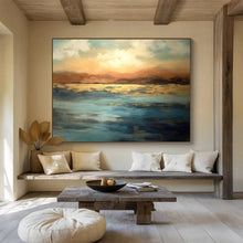 Load image into Gallery viewer, Sunset Over Golden Waters Abstract acrylic painting DLZ066
