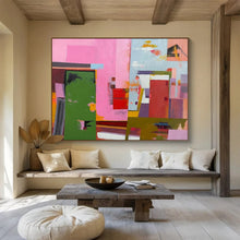 Load image into Gallery viewer, Pink - Dominant Geometric Abstraction Abstract acrylic painting DLZ013
