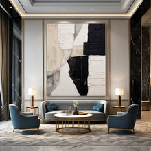 Load image into Gallery viewer, Grand Hand - painted Black &amp; White Textured Collage Art for Contemporary Lounges LargeART0157

