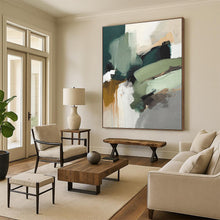 Load image into Gallery viewer, Custom Large Green - Toned Abstract Layers - Ideal for Nature - Inspired Café &amp; Eco - Friendly Office LargeART0737
