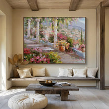 Load image into Gallery viewer, Idyllic Garden Terrace Abstract Painting on Canvas - “Villa Escape” DKH663

