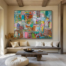 Load image into Gallery viewer, Hand - painted Intricate Colorful Abstract Acrylic Art for Eclectic Home Offices LargeART1678
