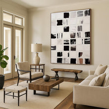 Load image into Gallery viewer, Monochrome Grid Abstract Art – Great for Industrial - Chic Loft &amp; Gallery - Style Hallway LargeART0676
