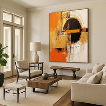 Load image into Gallery viewer, Orange - Black - White Geometry Art for Modern Office &amp; Bold Living Room LargeART0853
