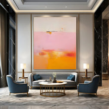 Load image into Gallery viewer, Soft Pink - Orange Horizon Abstract Canvas Painting, Perfect for Romantic Bedroom &amp; Calming Lounge LargeART1175
