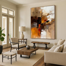 Load image into Gallery viewer, Warm Toned Abstract Cityscape Acrylic Art - Ideal for Industrial - style Loft &amp; Cozy Library LargeART0598
