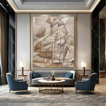 Load image into Gallery viewer, Brown &amp; Gray Cubist Mountain Abstract Painting, Suited for Art Gallery &amp; Modern Study LargeART1456
