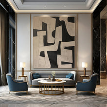 Load image into Gallery viewer, Hand - painted Extensive Black - White Geometric Abstract Acrylic Art for Modern Offices LargeART0122
