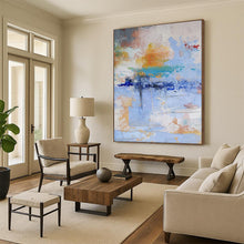 Load image into Gallery viewer, Large - Scale Hand - painted Blue - Toned Abstract Mosaic Acrylic Art for Coastal - Inspired Living Rooms LargeART0224
