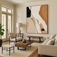 Load image into Gallery viewer, “Neutral Shapes &amp; Black Lines” - Minimalist Abstract Art on Canvas DKH1513
