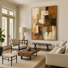Load image into Gallery viewer, Earthy Toned Abstract Blocks Acrylic Art - Great for Rustic - style Kitchen &amp; Mid - century Modern Lounge LargeART0600

