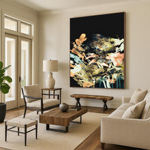 Load image into Gallery viewer, “Midnight Blooms” - Black background, colorful, expressive floral brushstrokes DTP171
