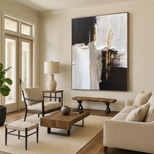 Load image into Gallery viewer, Oversized Black - White - Gold Abstract Art for Luxury Bedroom &amp; High - End Lounge LargeART0489
