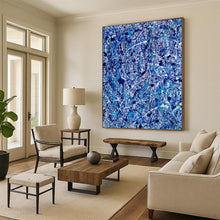 Load image into Gallery viewer, “Blue and White Drip Abstract” - Action - Painting - Style Art on Canvas DKH1560
