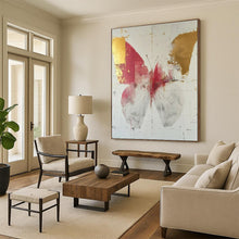 Load image into Gallery viewer, Abstract Butterfly Art, Red - and - Gold Toned Painting for Elegant Dining Room &amp; Art Deco - Style Hallway LargeART2207
