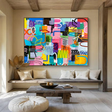 Load image into Gallery viewer, Hand - painted Generous - sized Vibrant Mixed - Shape Abstract Acrylic Art for Lively Home Offices LargeART1811
