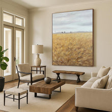 Load image into Gallery viewer, “Golden Field Minimalist Landscape” - Subtle Toned Rural Art on Canvas DKH1434
