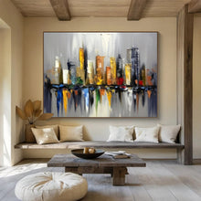 Load image into Gallery viewer, Colorful Abstract Cityscape Abstract acrylic painting DLZ067
