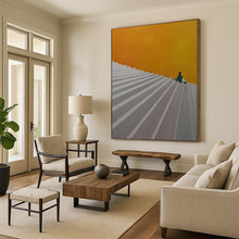 Load image into Gallery viewer, Orange &amp; Gray Minimalist Abstract Art, Perfect for Modern Hallway &amp; Thoughtful Study LargeART2100
