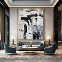 Load image into Gallery viewer, Black and White Textured Abstract Canvas Painting, Perfect for Monochrome Gallery &amp; Sleek Office LargeART1223
