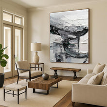 Load image into Gallery viewer, “Monochrome Textured Abstract” - Black, White, Grey Abstract Art on Canvas DKH1297
