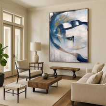 Load image into Gallery viewer, Large - Scale Flowing Blue and Gold Abstract Acrylic for Artistic Bedroom &amp; Creative Studio LargeART0312
