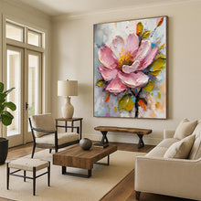 Load image into Gallery viewer, Impasto Abstract Pink Flower Art, Textured Petal Painting for Romantic Bedroom &amp; Floral - Inspired Bathroom LargeART2200
