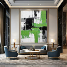 Load image into Gallery viewer, Grand Hand - painted Green &amp; Gray Abstract Clash Acrylic Art for Modern - Minimalist Hallways LargeART0181
