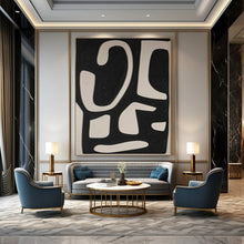 Load image into Gallery viewer, Black &amp; White Organic Shapes Acrylic Art, Suited for Contemporary Studio &amp; Bold Dining Area LargeART1076
