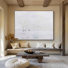 Load image into Gallery viewer, “Minimalist Sailboats on White” - Subtle Abstract Acrylic, Ideal for Minimalist Bedroom and Home Office DLZ261
