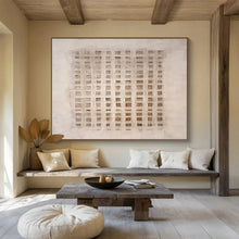Load image into Gallery viewer, Beige &amp; Brown Textured Grid Abstract Art - Ideal for Minimalist Home Office &amp; Artistic Studio DKH050
