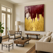 Load image into Gallery viewer, “Red and Gold Abstract Landscape” - Red, Gold Abstract Art on Canvas DKH1336

