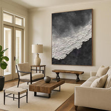 Load image into Gallery viewer, “Black and White Textured Cliff” – Thick, white textured “cliff” against a dark gray background. DTP339
