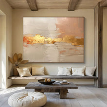 Load image into Gallery viewer, Gold - Accented Neutral Abstract Painting on Canvas - “Elegant Layers” DKH617
