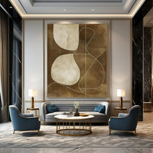 Load image into Gallery viewer, Brown and White Geometric Abstract Art for Mid - century Modern Living Room &amp; Sophisticated Office Lounge LargeART0941

