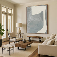 Load image into Gallery viewer, Oversized Gray - White Geometric Abstract Art for Studio &amp; Contemporary Hallway LargeART0437
