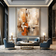 Load image into Gallery viewer, Warm - Toned Abstract Cityscape Canvas Painting, Ideal for Cozy Living Room &amp; Creative Studio LargeART1258
