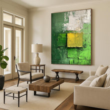 Load image into Gallery viewer, “Textured Green and Yellow Abstract” - Expressionistic Abstract Acrylic DTP029
