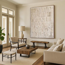 Load image into Gallery viewer, White Textured Striped Abstract - Great for Minimalist Bathroom &amp; Sunroom LargeART2359
