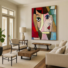 Load image into Gallery viewer, “Cubist Portrait” - Colorful Geometric Face Art on Canvas DKH1407
