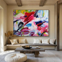 Load image into Gallery viewer, Colorful Expressive Abstract Painting with Pink, Blue, and Green for Playful Kids’ Room &amp; Art Studio DKH297
