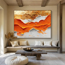 Load image into Gallery viewer, Textured Orange - Gold Abstract Mountain Painting DKH464
