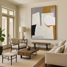 Load image into Gallery viewer, Gray, White, and Brown Geometric Shapes Acrylic Art - Suited for Contemporary Bedroom &amp; Art - focused Study LargeART0655
