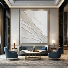 Load image into Gallery viewer, Large - Scale Hand - painted White Textured Lines Acrylic Art for Minimalist Galleries LargeART0172
