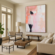 Load image into Gallery viewer, Minimalist Abstract Figure Art, Soft Pink - Toned Painting for Feminine Bedroom &amp; Serene Meditation Space LargeART2205
