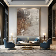 Load image into Gallery viewer, Hand - painted Substantial Brown - Gray Textured Abstract Acrylic Art for Rustic Living Rooms LargeART0116
